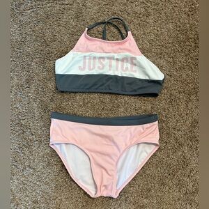 Girl’s Justice Gray and Pink Bikini Size 18